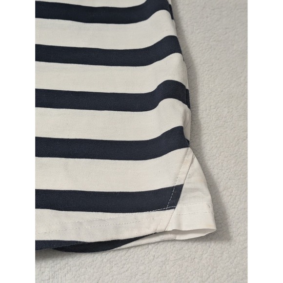 LL Bean Large Top Striped 3/4 Sleeve Button Cotton Blouse White Blue Nautical - Picture 7 of 11